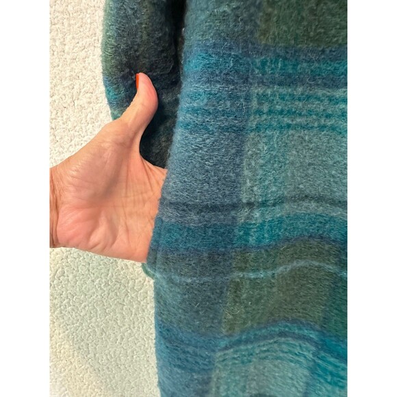 Rachel Zoe Open Front Wool Blend Green Plaid Jacket SZ L - Picture 4 of 11